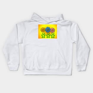 Flowers on yellow background. Kids Hoodie